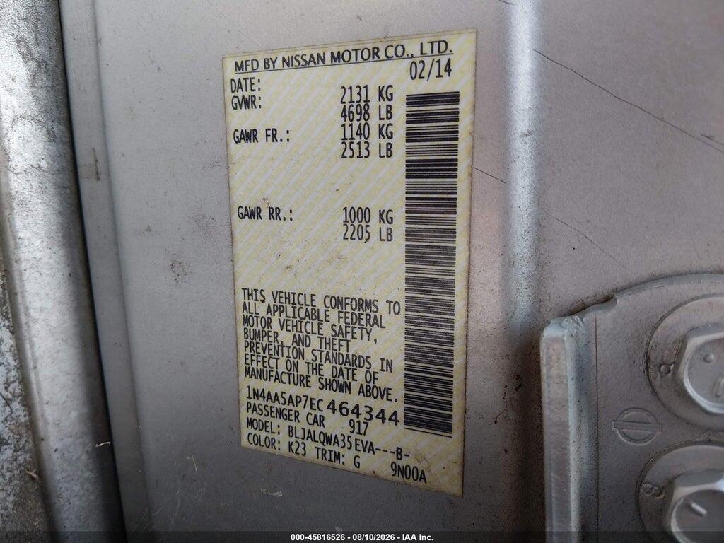 1N4AA5AP7EC464344 2014 NISSAN MAXIMA photo no. 9