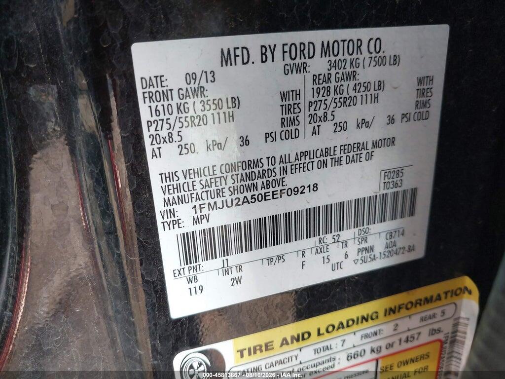 1FMJU2A50EEF09218 2014 FORD EXPEDITION photo no. 9