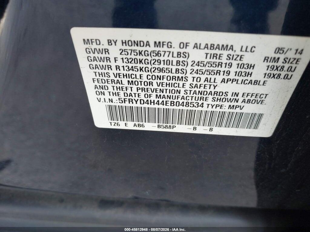 5FRYD4H44EB048534 2014 ACURA MDX photo no. 9