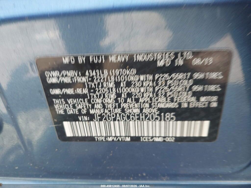 JF2GPAGC6EH205185 2014 SUBARU XV CROSSTREK photo no. 9