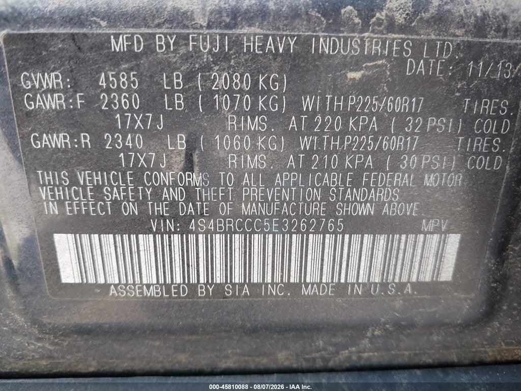 4S4BRCCC5E3262765 2014 SUBARU OUTBACK photo no. 9