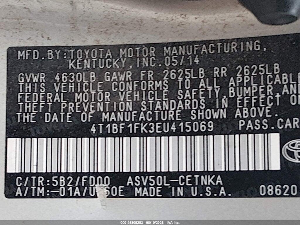 4T1BF1FK3EU415069 2014 TOYOTA CAMRY photo no. 9
