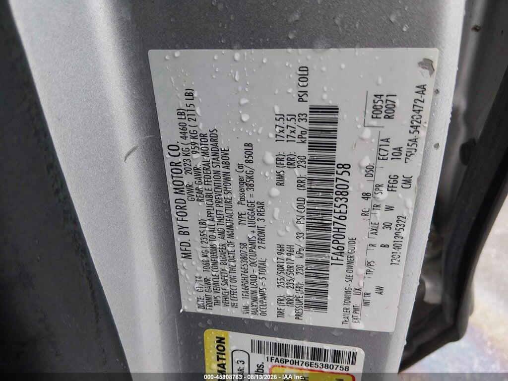 1FA6P0H76E5380758 2014 FORD FUSION photo no. 9