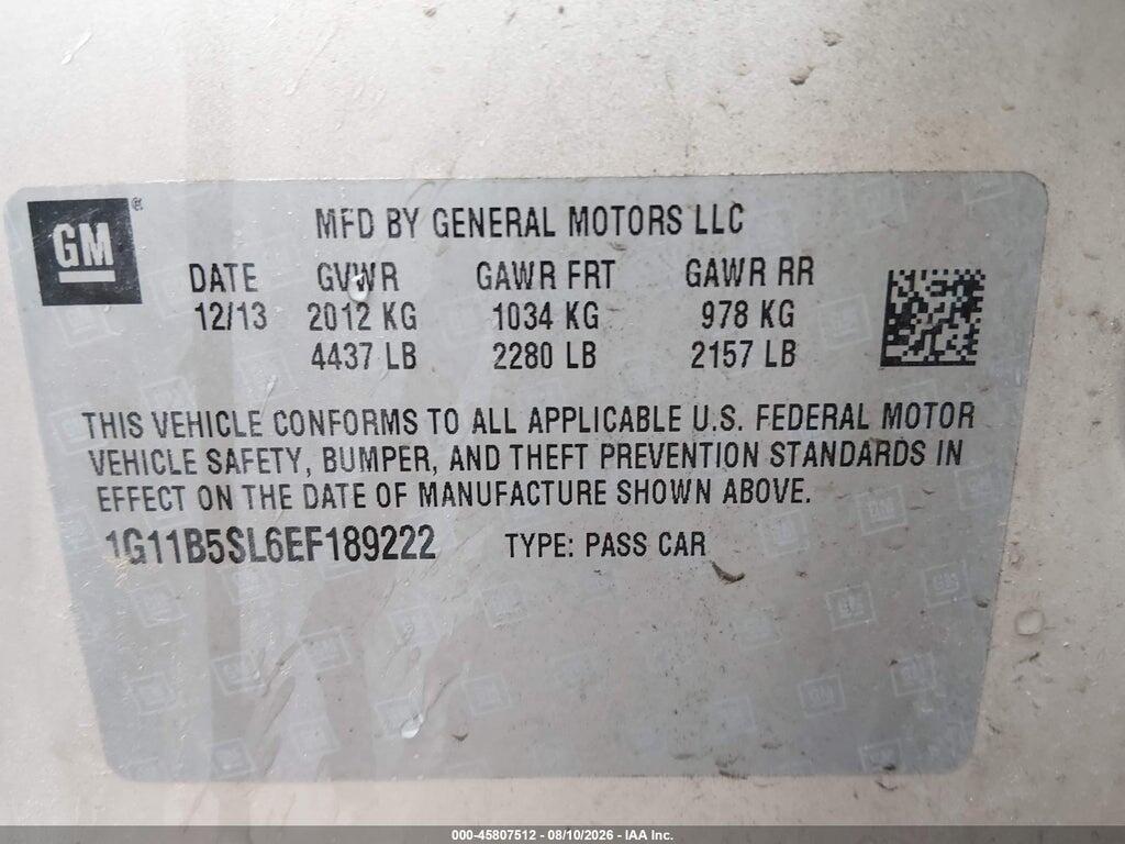 1G11B5SL6EF189222 2014 CHEVROLET MALIBU photo no. 9