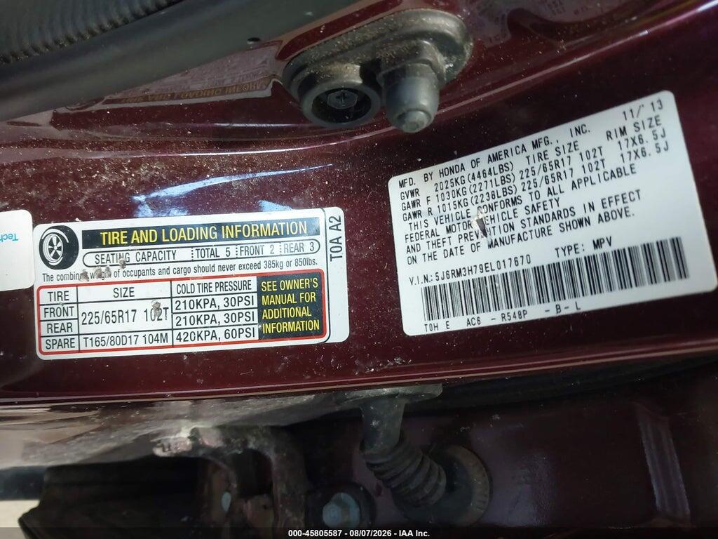 5J6RM3H79EL017670 2014 HONDA CR-V photo no. 9