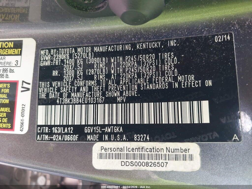 4T3BK3BB4EU103167 2014 TOYOTA VENZA photo no. 9