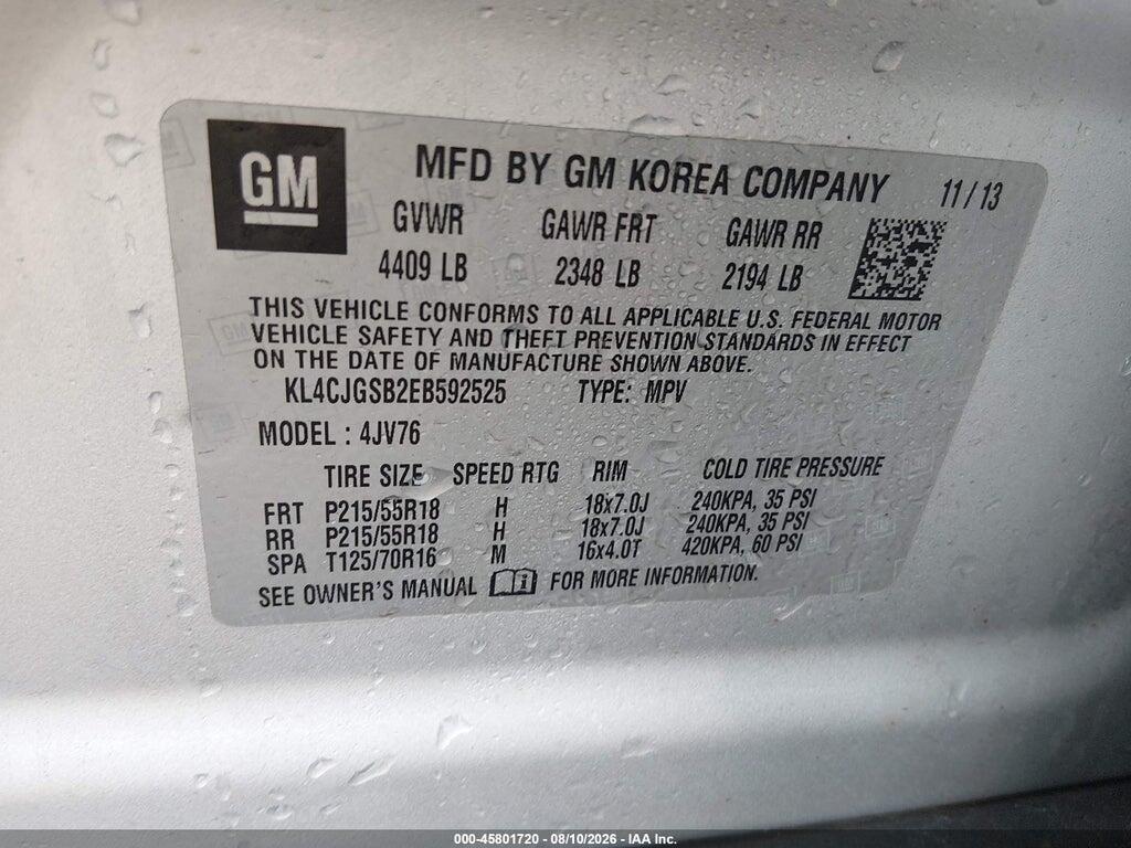 KL4CJGSB2EB592525 2014 BUICK ENCORE photo no. 9