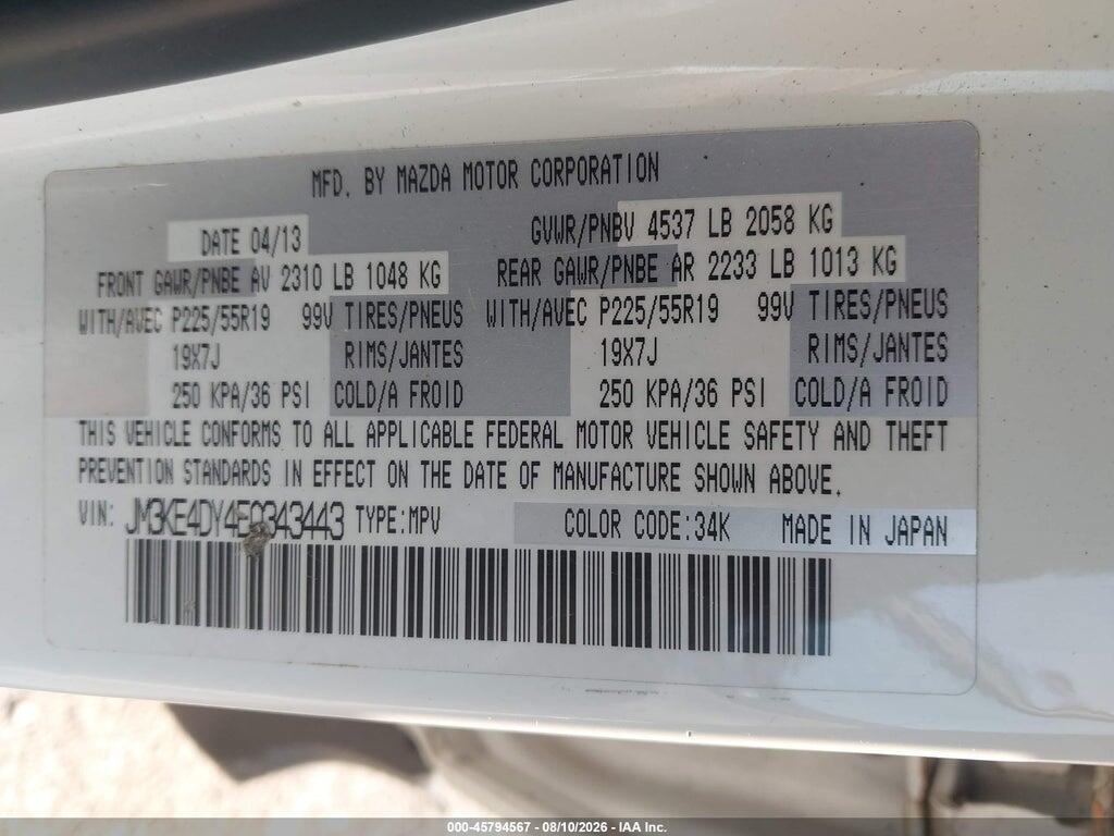 JM3KE4DY4E0343443 2014 MAZDA CX-5 photo no. 9