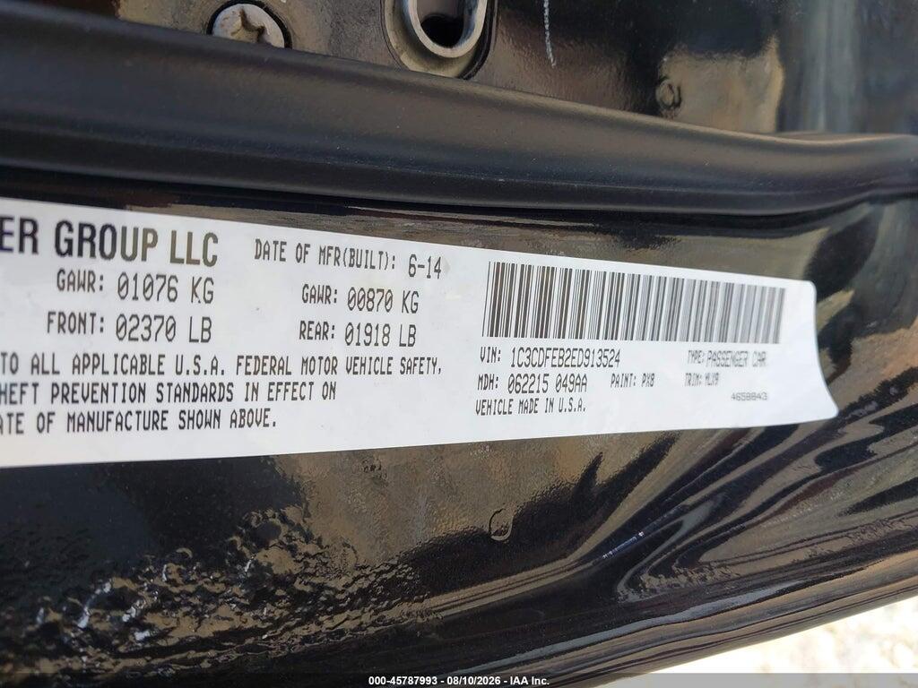 1C3CDFEB2ED913524 2014 DODGE DART photo no. 9
