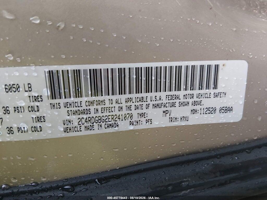 2C4RDGBG2ER241070 2014 DODGE GRAND CARAVAN photo no. 9