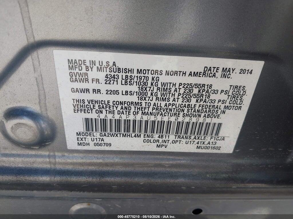 4A4AP3AU5EE028981 2014 MITSUBISHI OUTLANDER SPORT photo no. 9