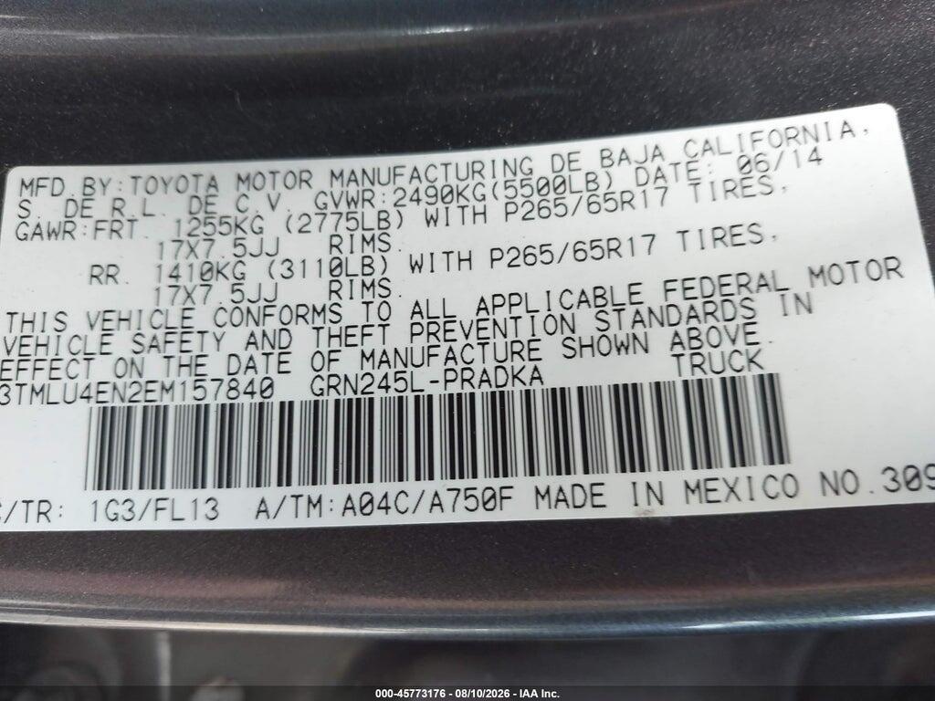 3TMLU4EN2EM157840 2014 TOYOTA TACOMA photo no. 9