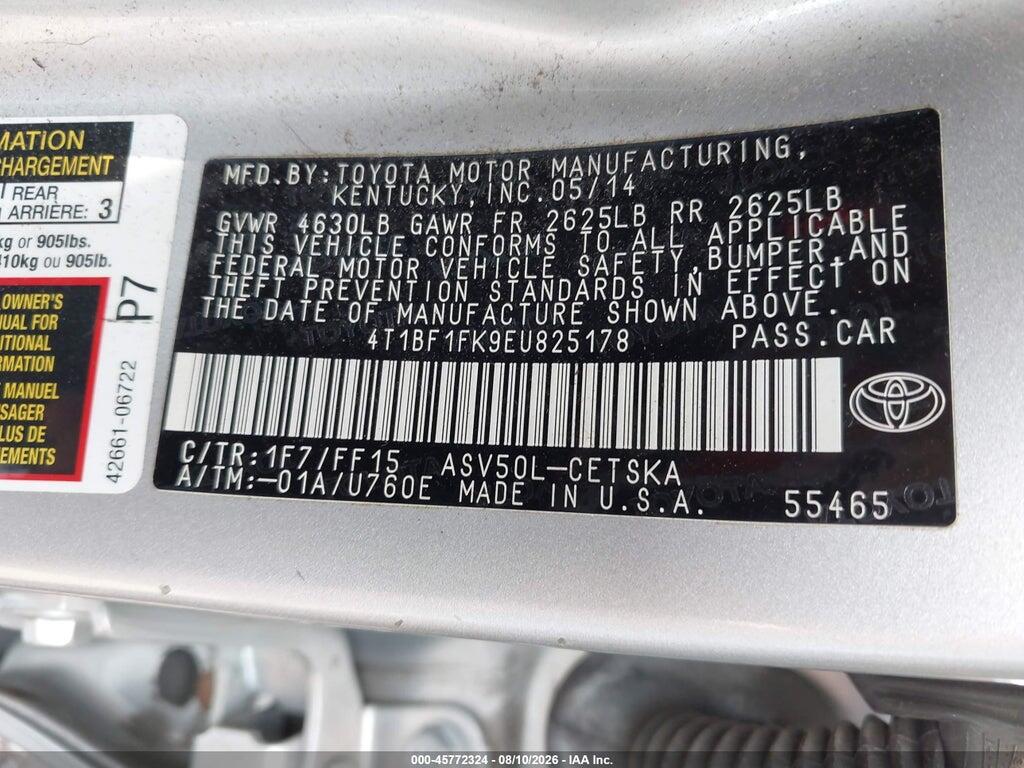 4T1BF1FK9EU825178 2014 TOYOTA CAMRY photo no. 9