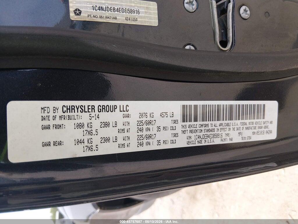 1C4NJDEB4ED858916 2014 JEEP COMPASS photo no. 9