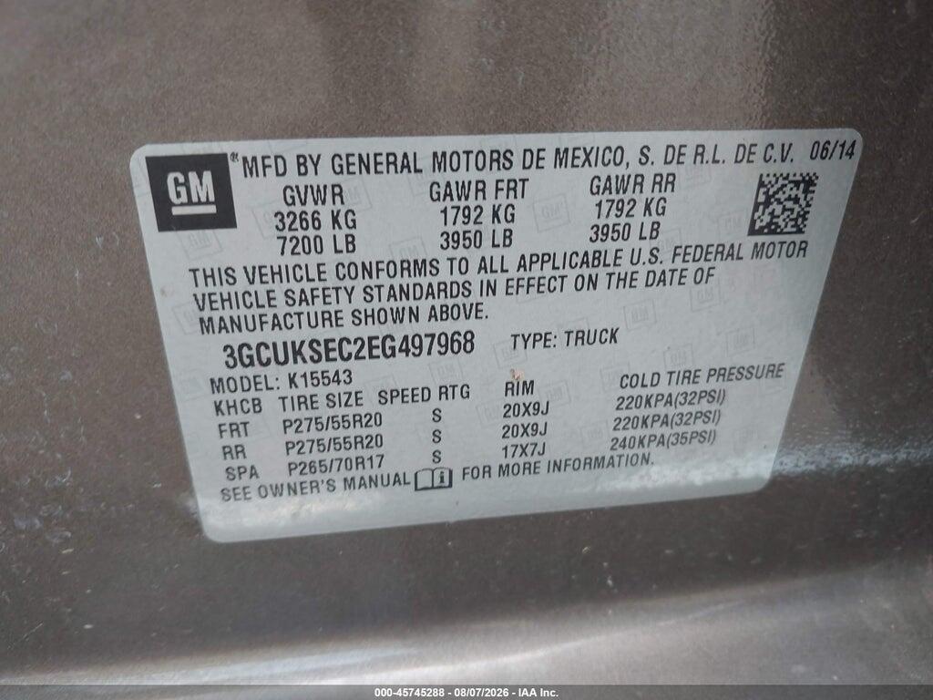 3GCUKSEC2EG497968 2014 CHEVROLET SILVERADO 1500 photo no. 9