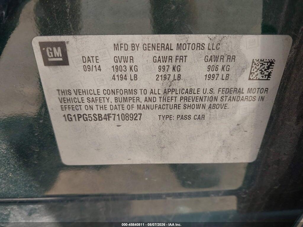 1G1PG5SB4F7108927 2015 CHEVROLET CRUZE photo no. 9