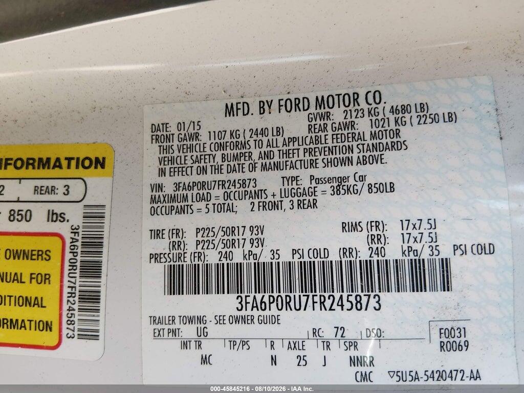 3FA6P0RU7FR245873 2015 FORD FUSION HYBRID photo no. 9