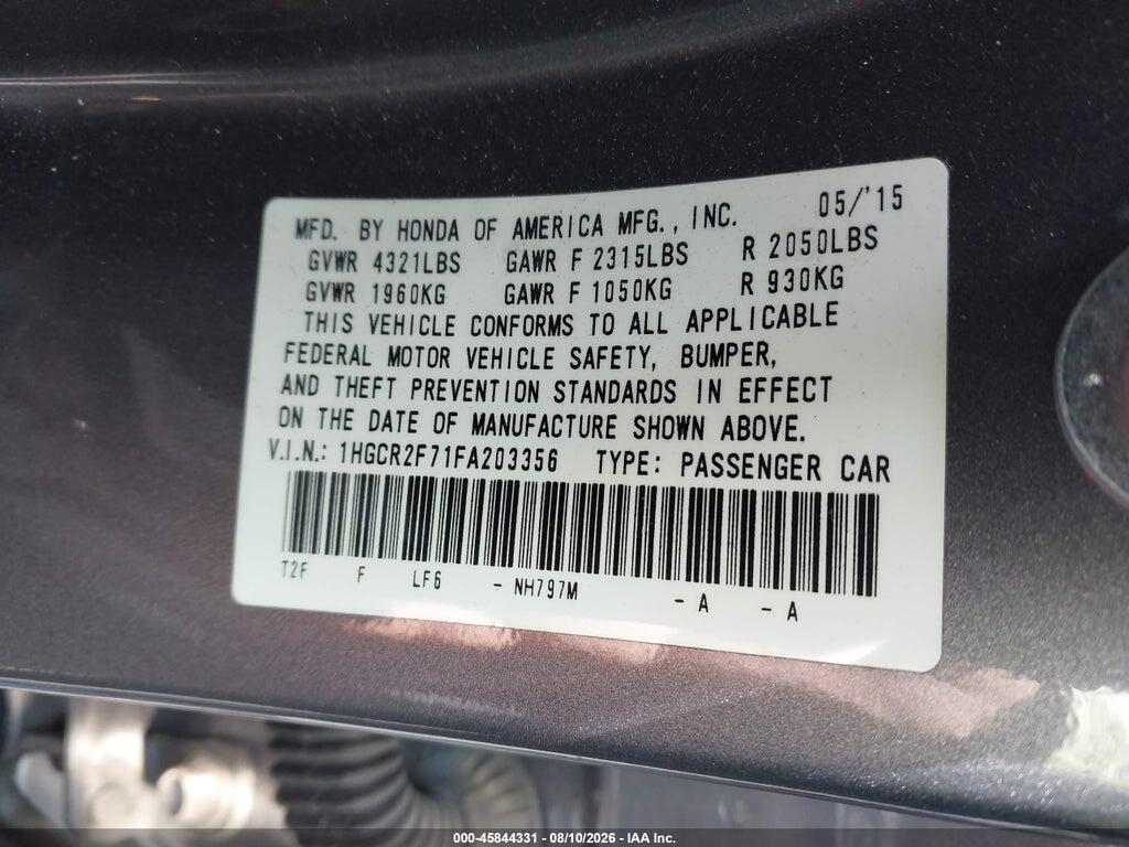 1HGCR2F71FA203356 2015 HONDA ACCORD photo no. 9