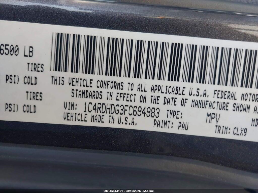 1C4RDHDG3FC694983 2015 DODGE DURANGO photo no. 9