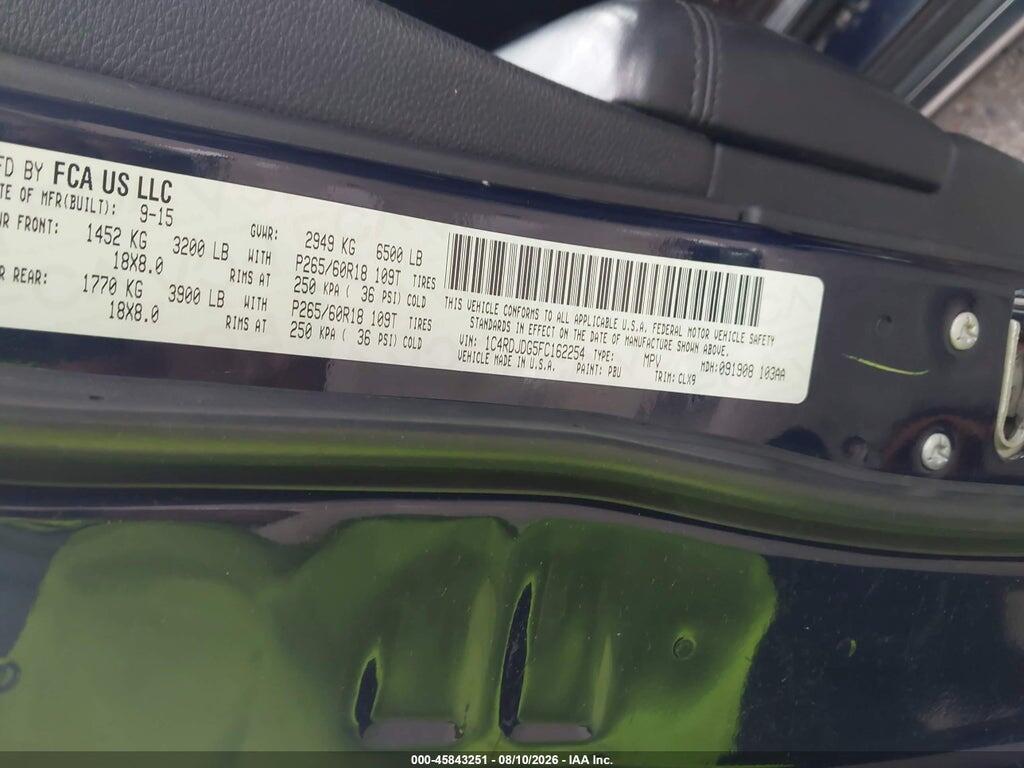 1C4RDJDG5FC162254 2015 DODGE DURANGO photo no. 9