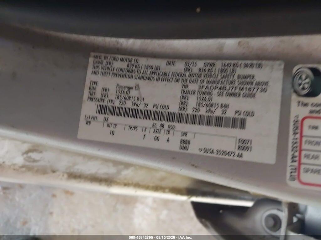 3FADP4BJ7FM187730 2015 FORD FIESTA photo no. 9