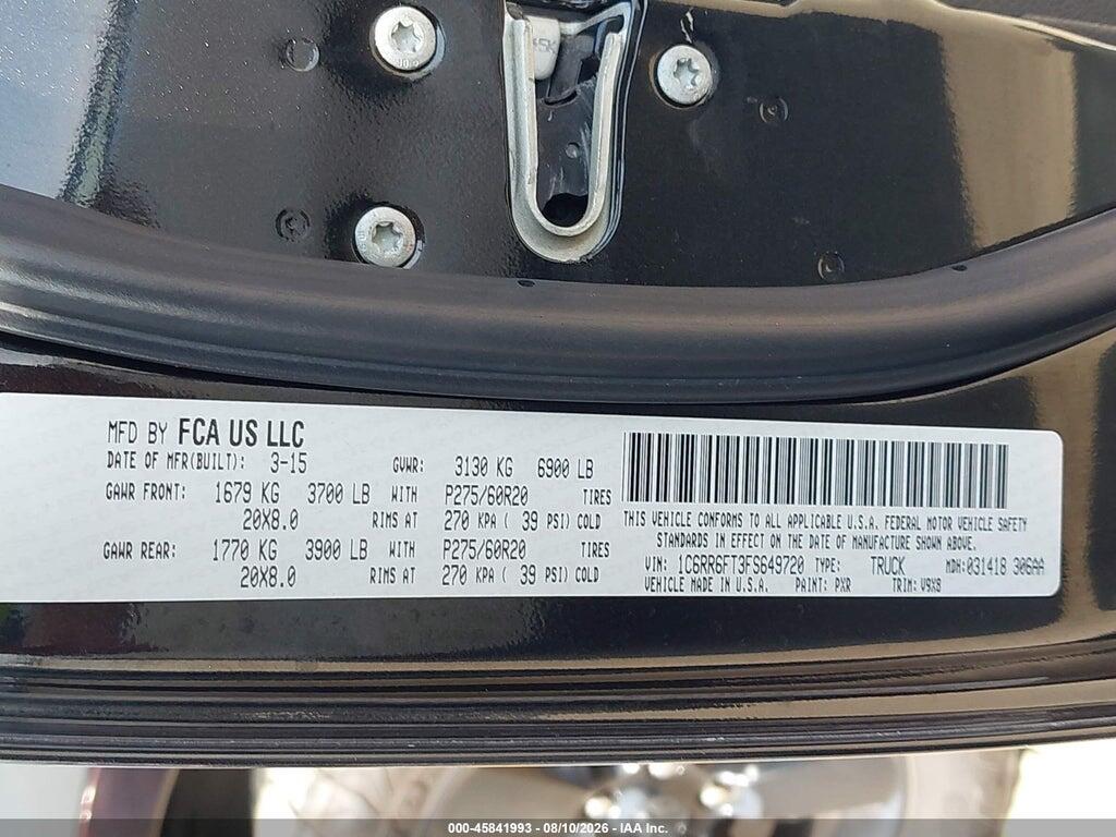 1C6RR6FT3FS649720 2015 RAM 1500 photo no. 9