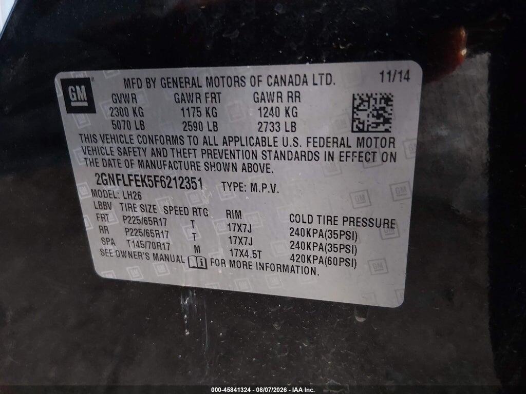 2GNFLFEK5F6212351 2015 CHEVROLET EQUINOX photo no. 9