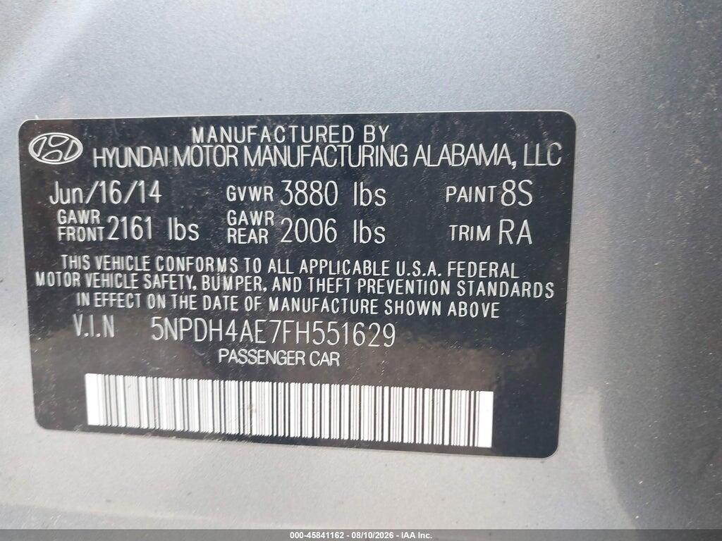 5NPDH4AE7FH551629 2015 HYUNDAI ELANTRA photo no. 9