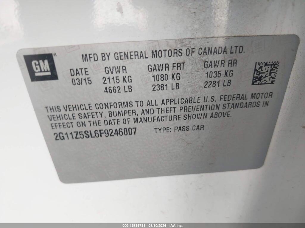 2G11Z5SL6F9246007 2015 CHEVROLET IMPALA photo no. 9