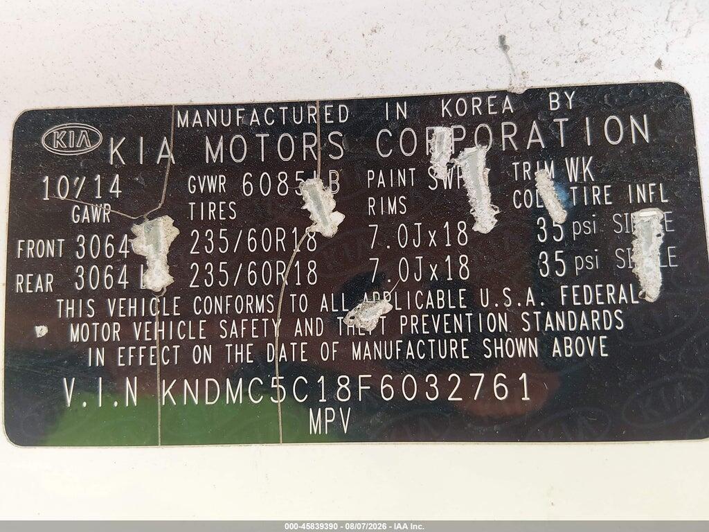 KNDMC5C18F6032761 2015 KIA SEDONA photo no. 9