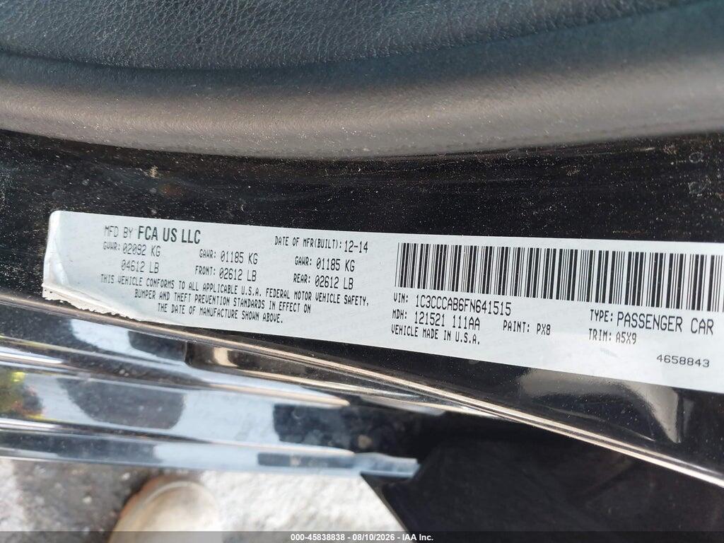 1C3CCCAB6FN641515 2015 CHRYSLER 200 photo no. 9