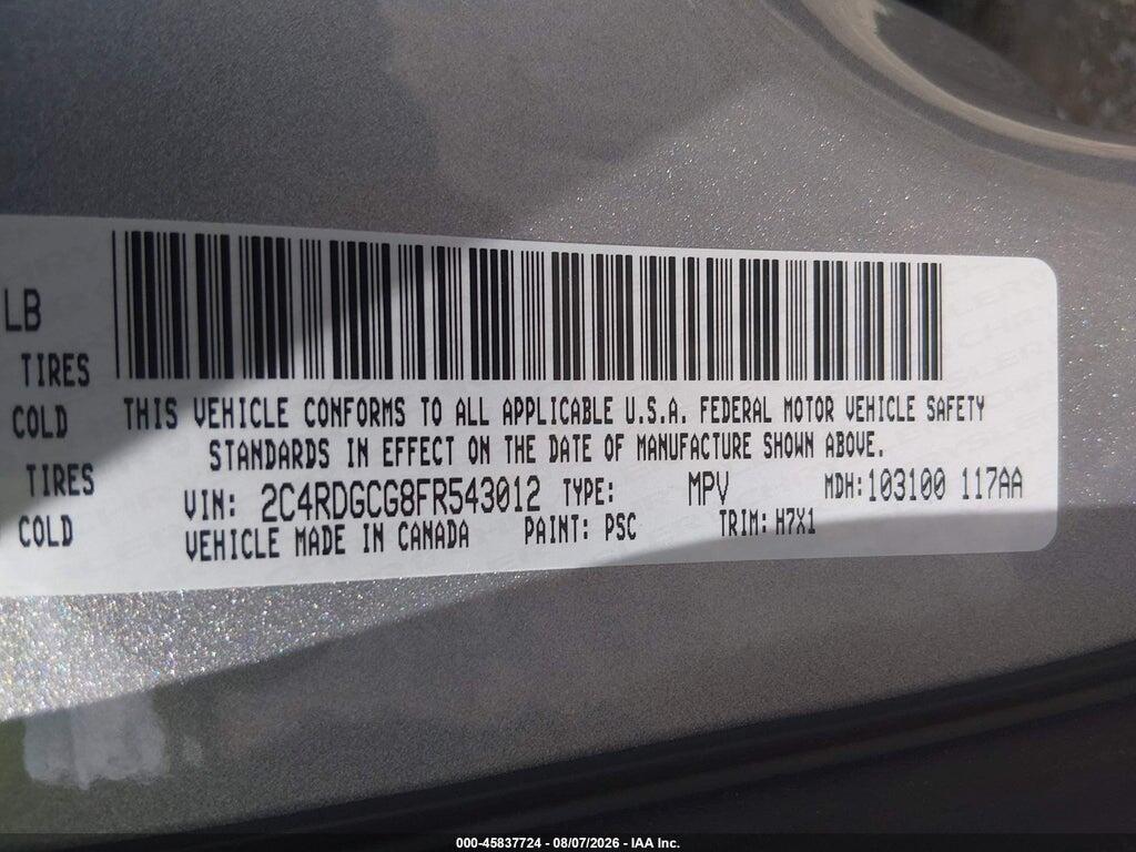 2C4RDGCG8FR543012 2015 DODGE GRAND CARAVAN photo no. 9