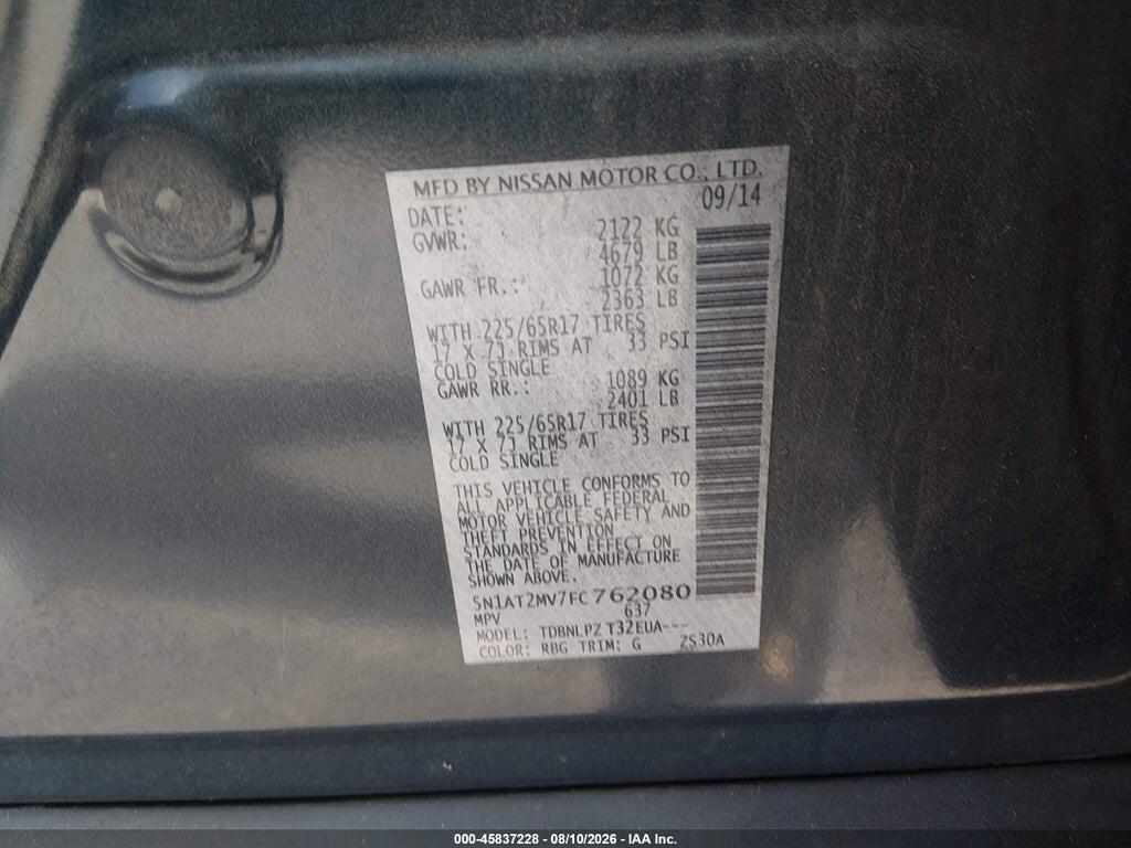 5N1AT2MV7FC762080 2015 NISSAN ROGUE photo no. 9