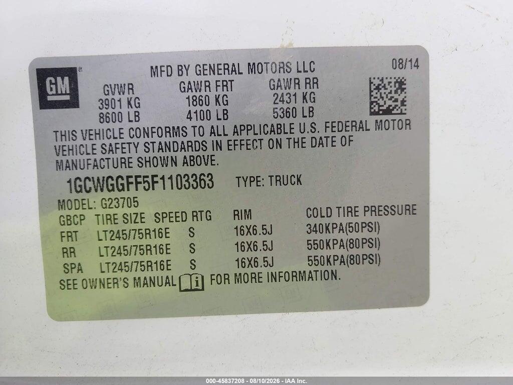 1GCWGGFF5F1103363 2015 CHEVROLET EXPRESS 2500 photo no. 9