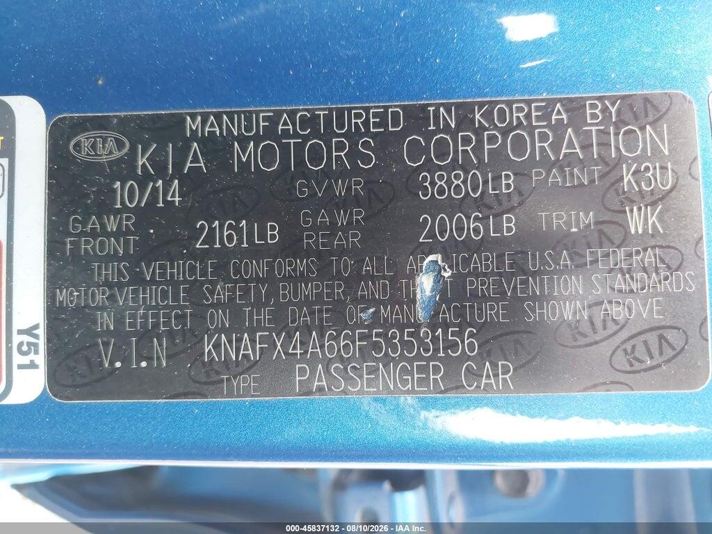 KNAFX4A66F5353156 2015 KIA FORTE photo no. 9