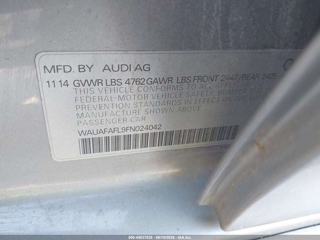 WAUAFAFL9FN024042 2015 AUDI A4 photo no. 9
