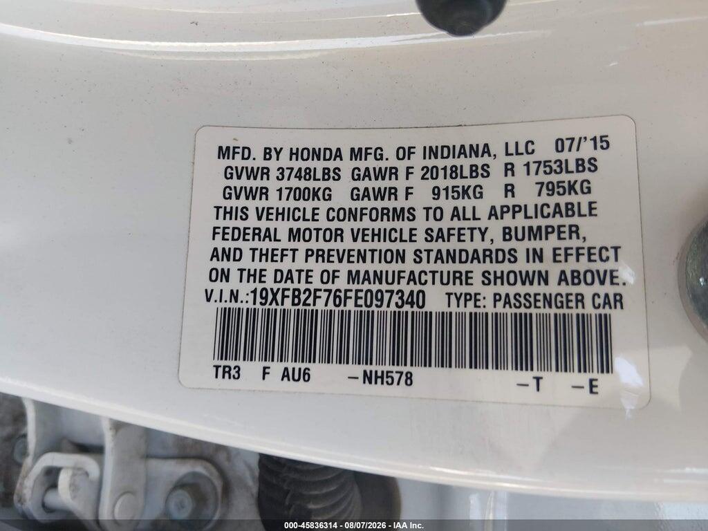 19XFB2F76FE097340 2015 HONDA CIVIC photo no. 9