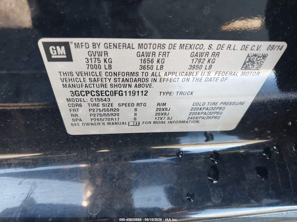 3GCPCSEC0FG119112 2015 CHEVROLET SILVERADO 1500 photo no. 9