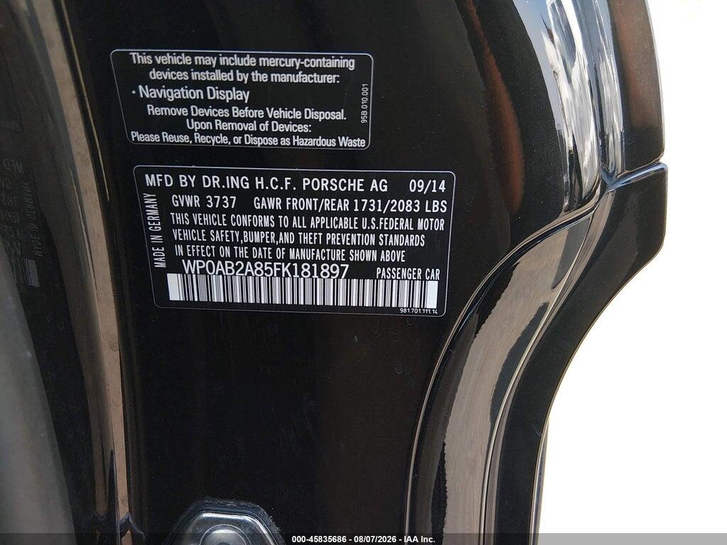 WP0AB2A85FK181897 2015 PORSCHE CAYMAN photo no. 9