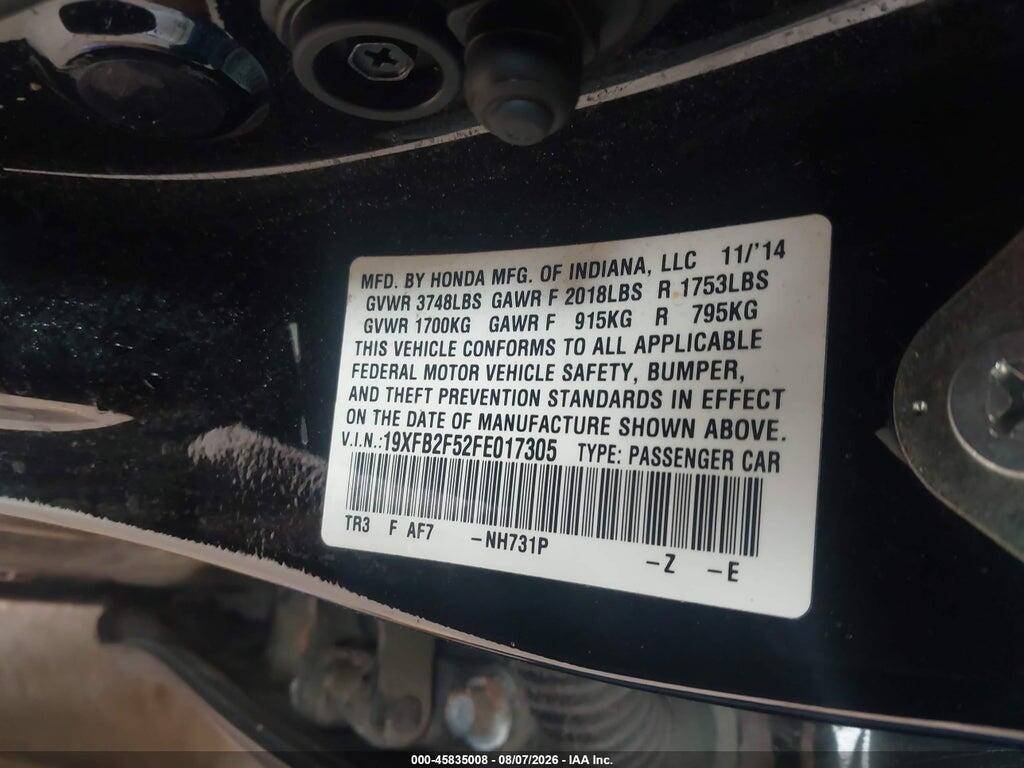 19XFB2F52FE017305 2015 HONDA CIVIC photo no. 9