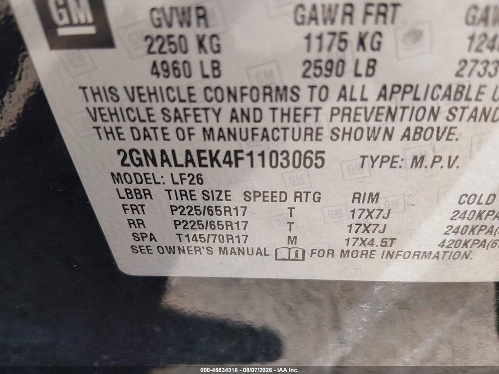2GNALAEK4F1103065 2015 CHEVROLET EQUINOX photo no. 9