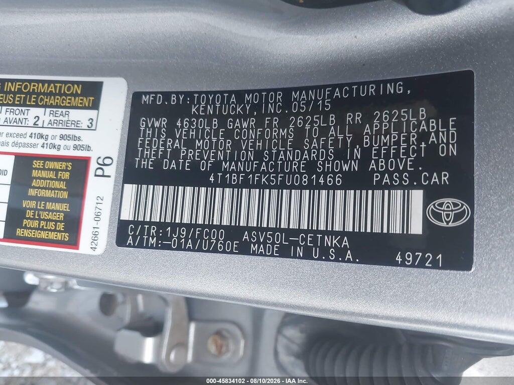 4T1BF1FK5FU081466 2015 TOYOTA CAMRY photo no. 9
