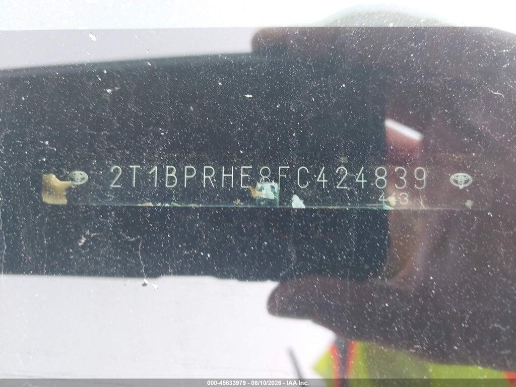 2T1BPRHE8FC424839 2015 TOYOTA COROLLA photo no. 9