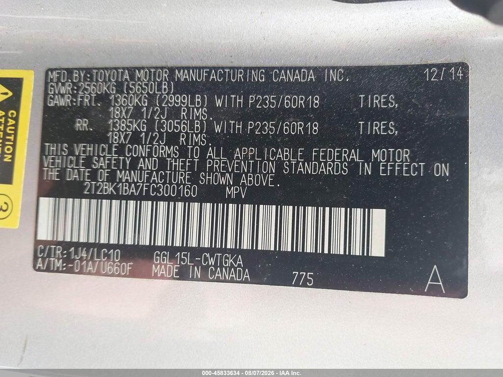 2T2BK1BA7FC300160 2015 LEXUS RX 350 photo no. 9