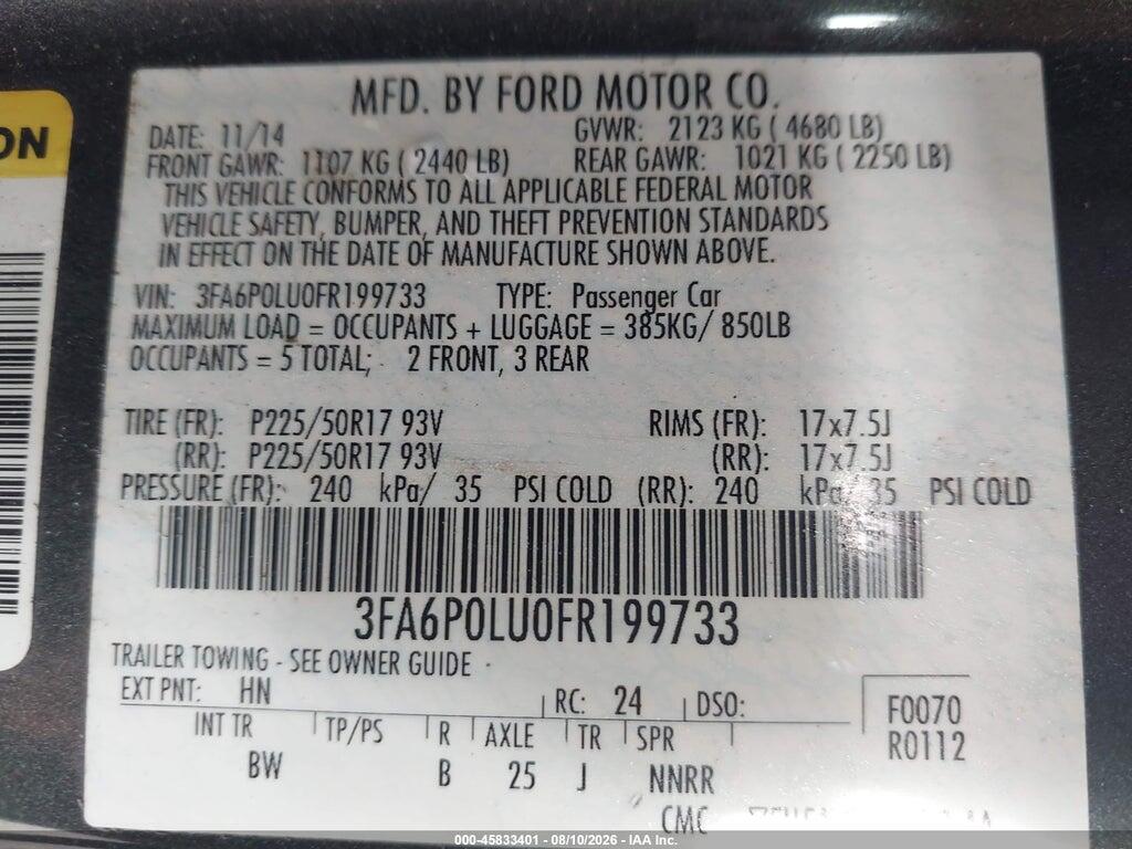 3FA6P0LU0FR199733 2015 FORD FUSION HYBRID photo no. 9