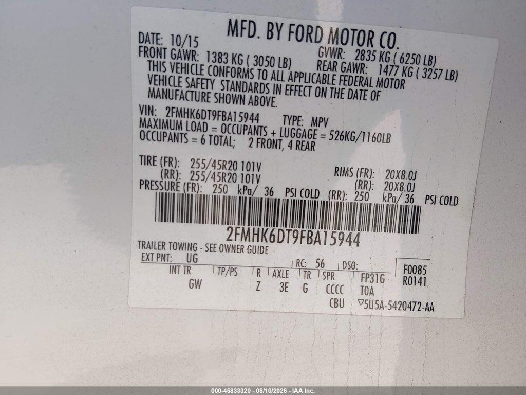 2FMHK6DT9FBA15944 2015 FORD FLEX photo no. 9