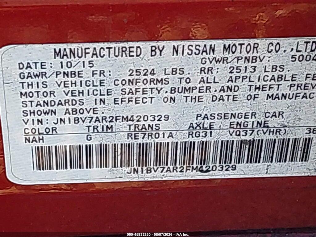 JN1BV7AR2FM420329 2015 INFINITI Q50 photo no. 9