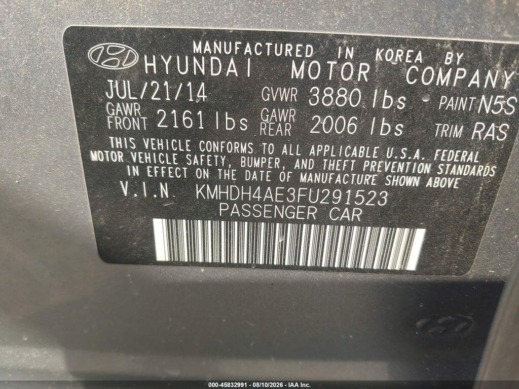 KMHDH4AE3FU291523 2015 HYUNDAI ELANTRA photo no. 9