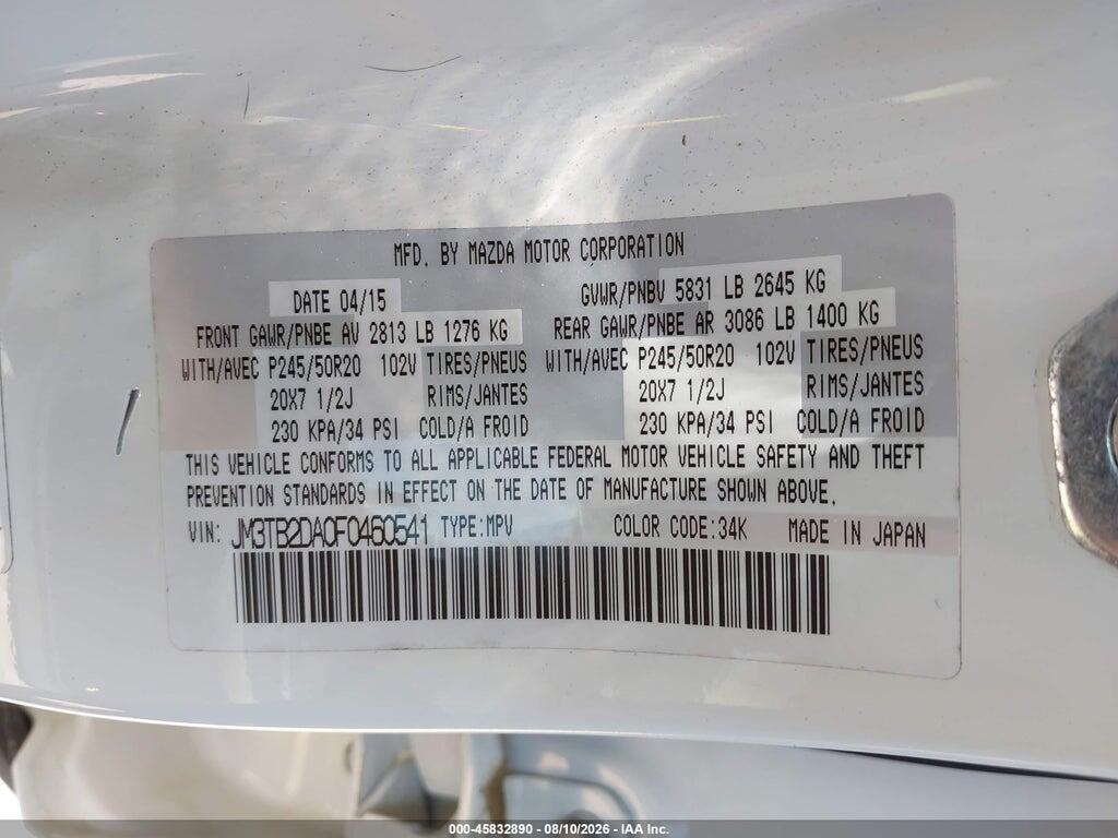 JM3TB2DA0F0460541 2015 MAZDA CX-9 photo no. 9