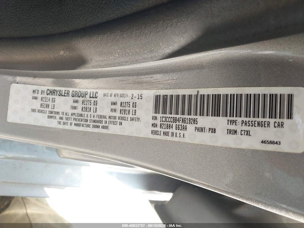 1C3CCCBB4FN619205 2015 CHRYSLER 200 photo no. 9